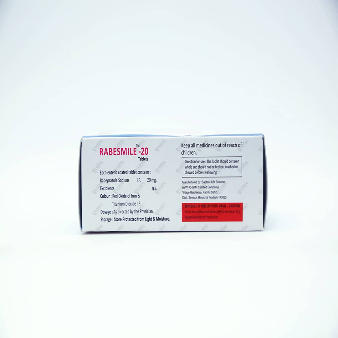 RABESMILE 20mg Tablet 10’s – Acidity & GERD Relief