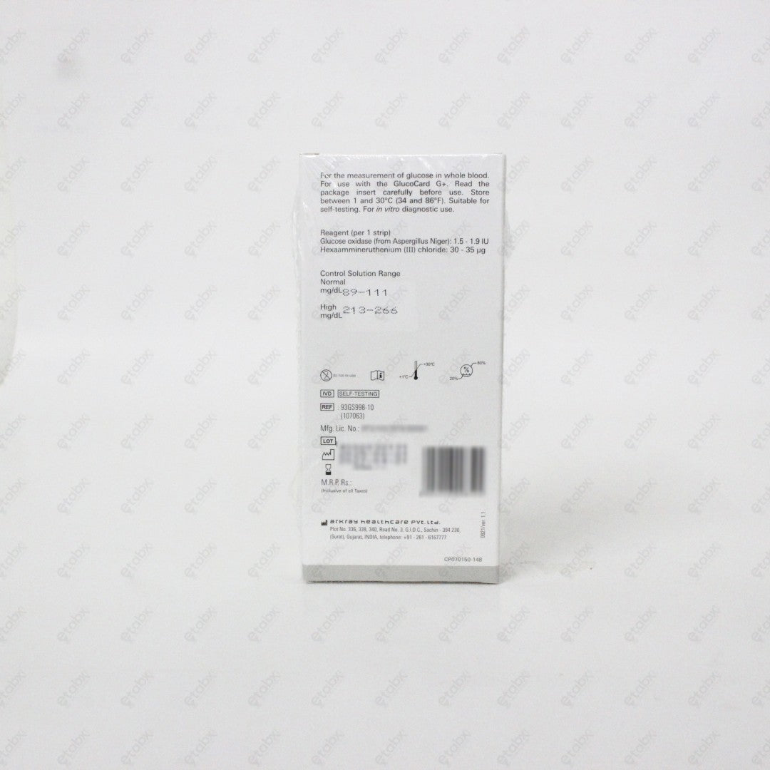 GlucoCard G+ Test Strips 10's – GDH-FAD Based Accurate Blood Glucose Test Strips