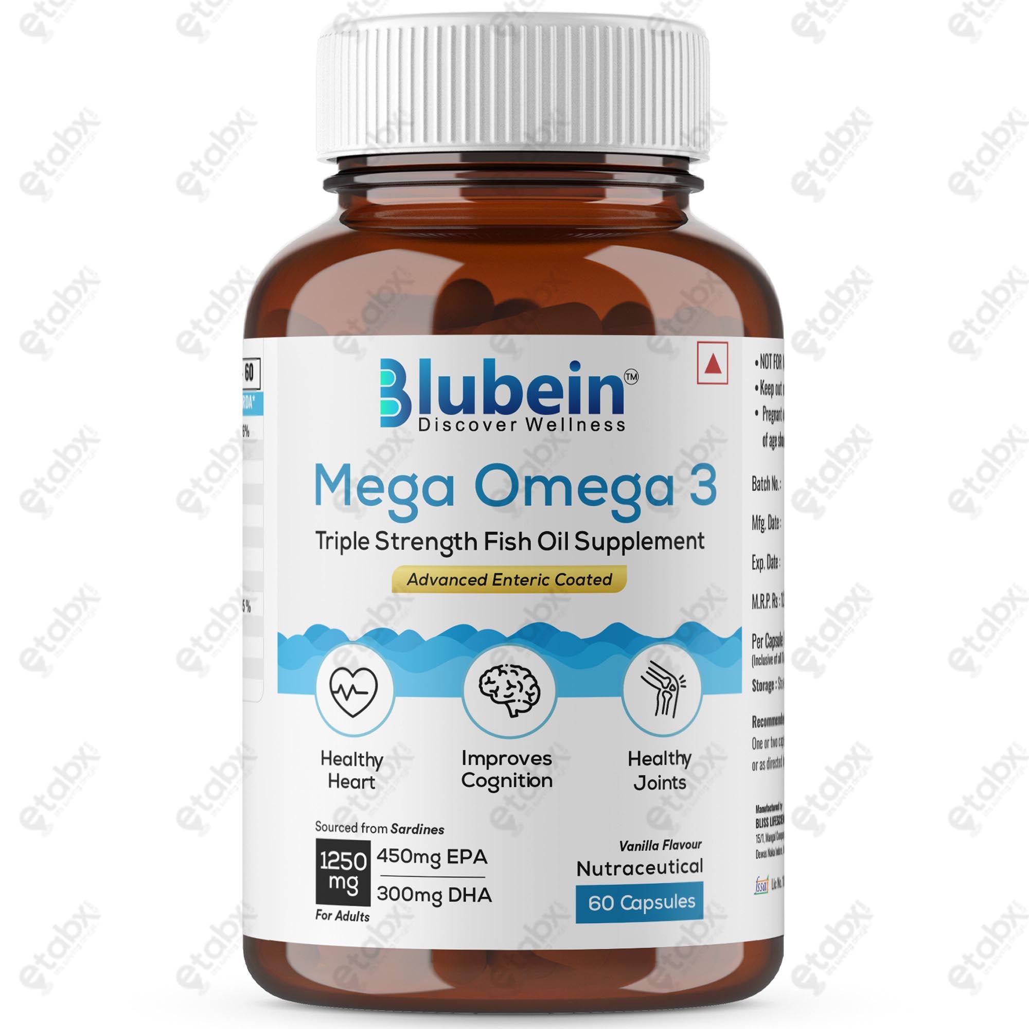 Blubein Mega Omega 3 Enteric Coated Capsules 60's