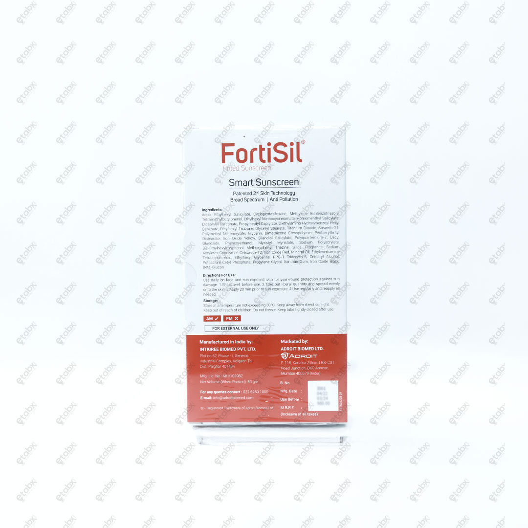 Fortisil Tinted SPF 50 Sunscreen Gel 50g with Coverage
