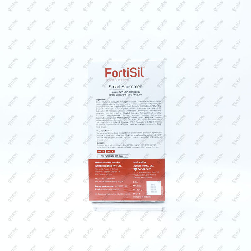 Fortisil Tinted SPF 50 Sunscreen Gel 50g with Coverage