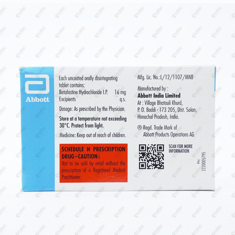 VERTIN DT 16mg Tablet 15's