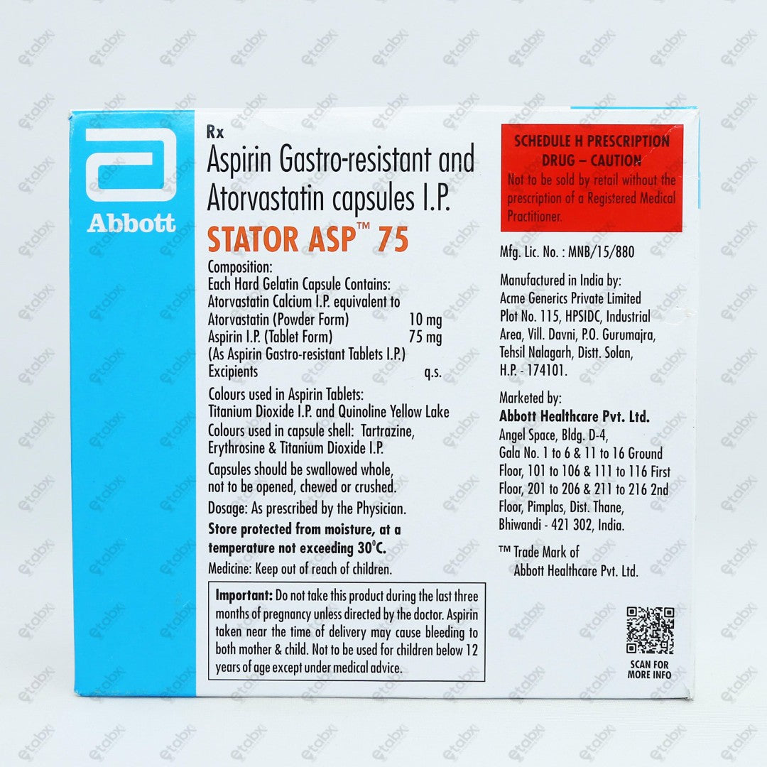 Stator ASP 75mg Tablet 15's