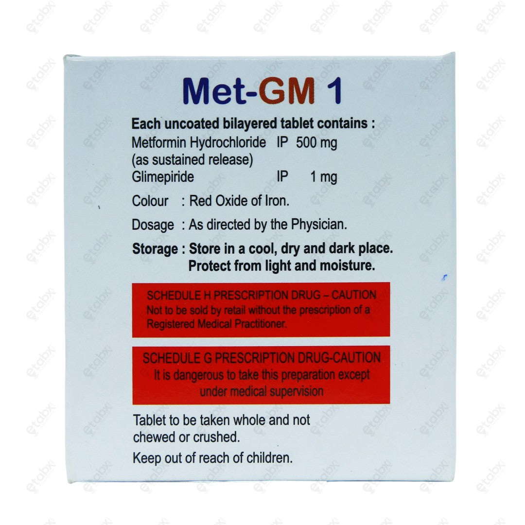 Met GM 1mg Tablet 15's