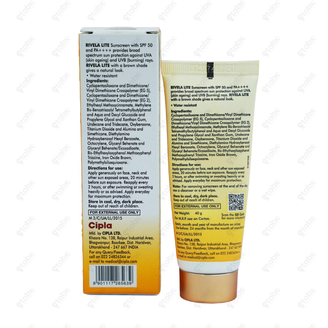 RIVELA LITE Sunscreen SPF 50 PA+++ 40gm