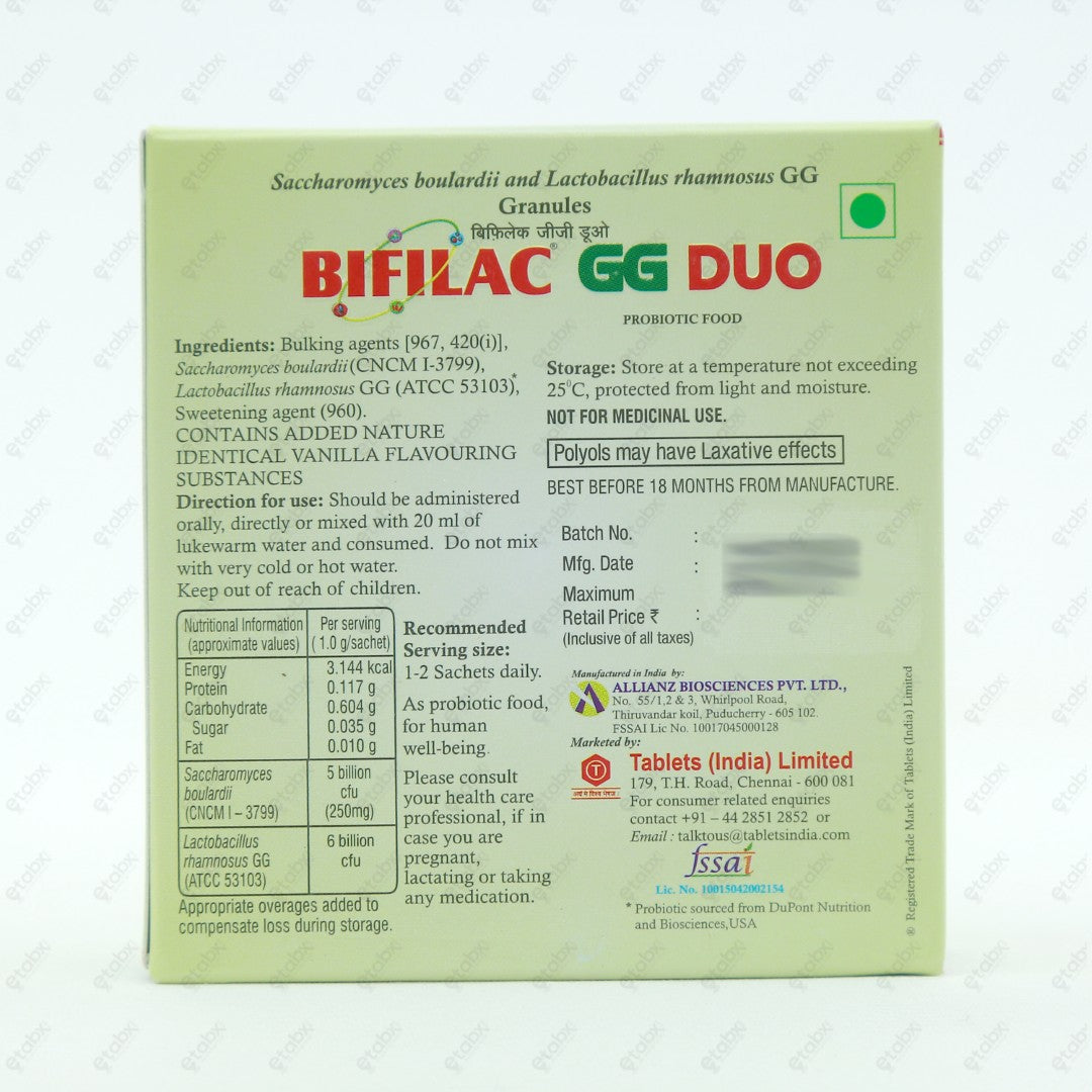 Bifilac GG Duo Probiotic Sachets 10's