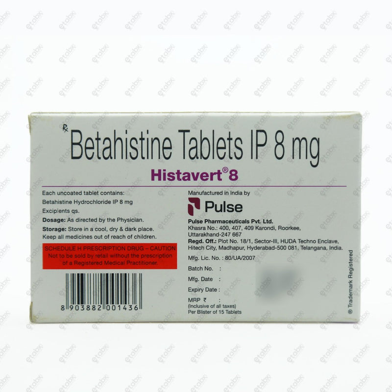 Histavert 8mg Tablet 15's