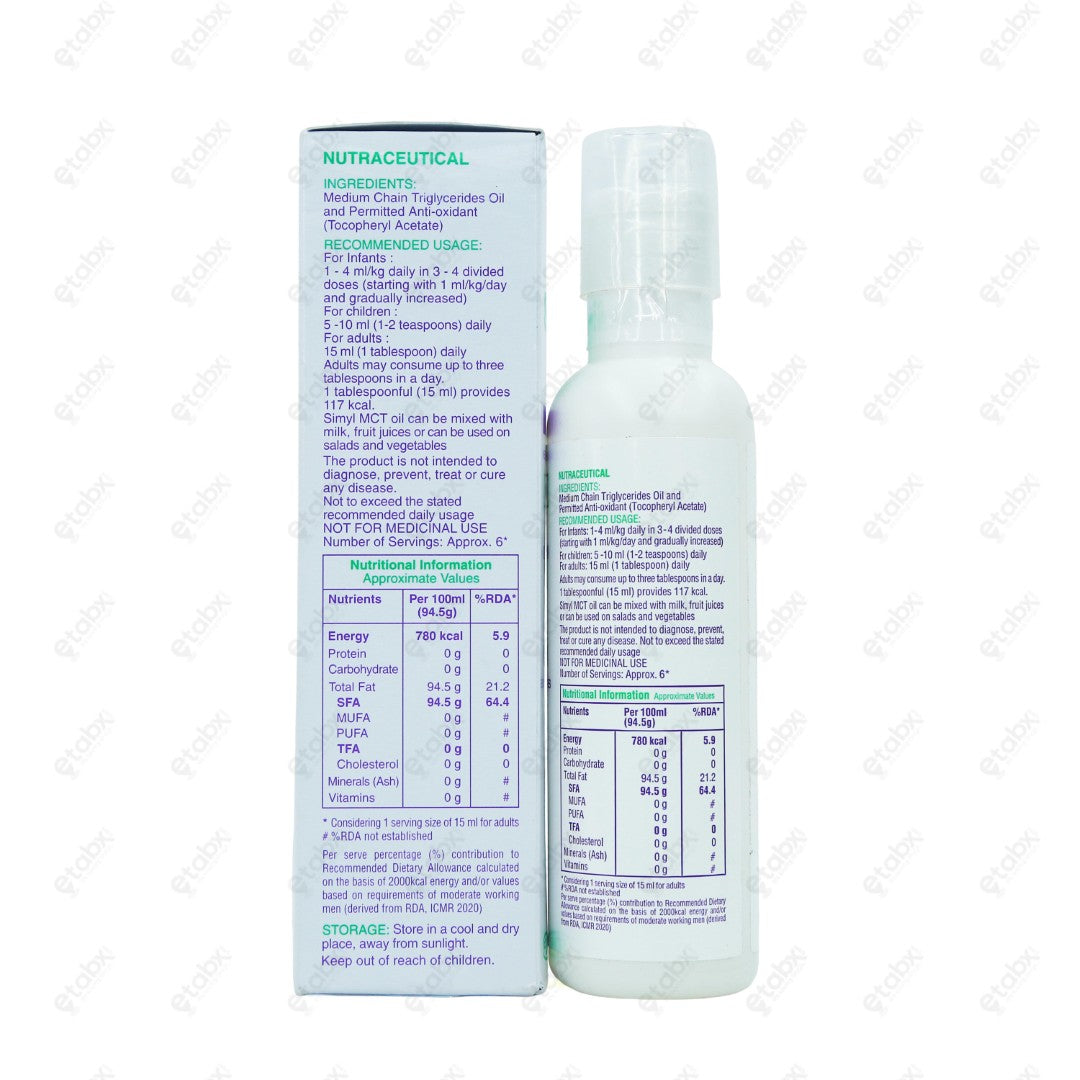Simyl MCT Oil 100ml  Medium Chain Triglyceride Oil