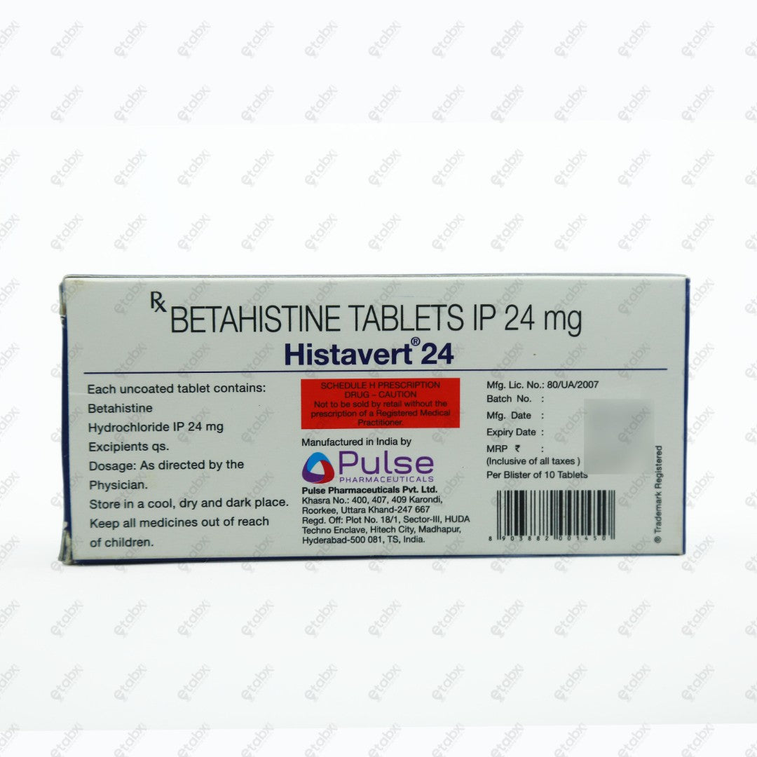 Histavert 24mg Tablet 10s