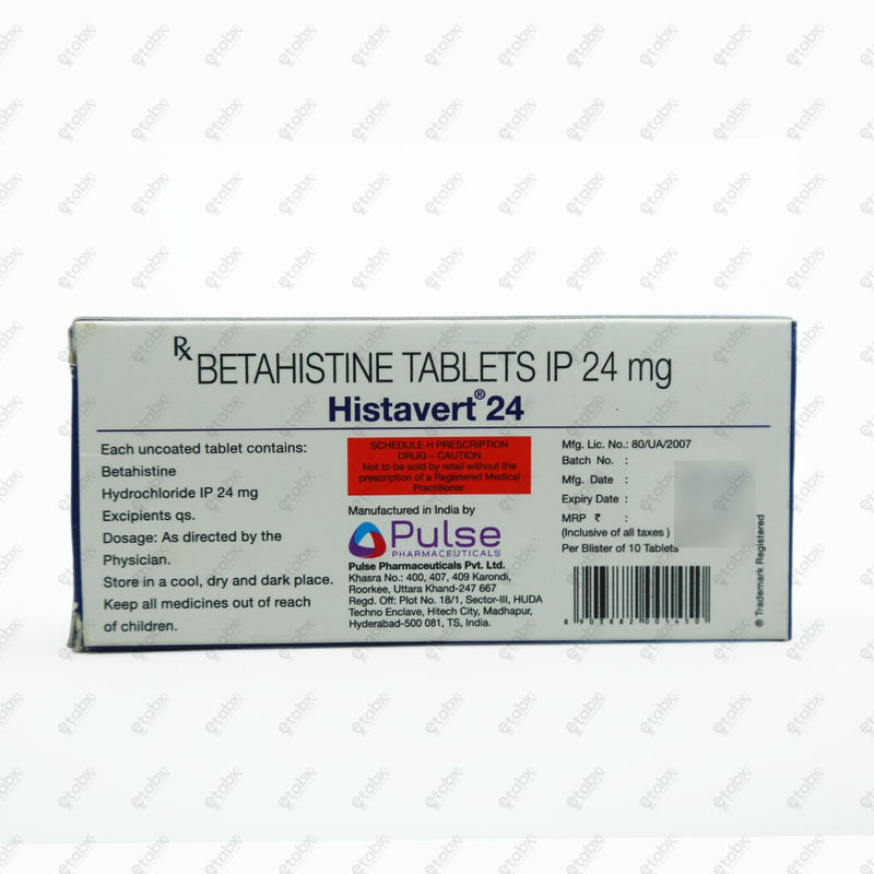 Histavert 24mg Tablet 10s