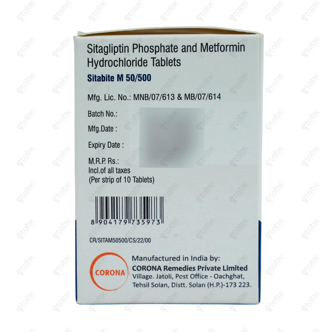 Sitabite M 50/500mg Tablet 10's