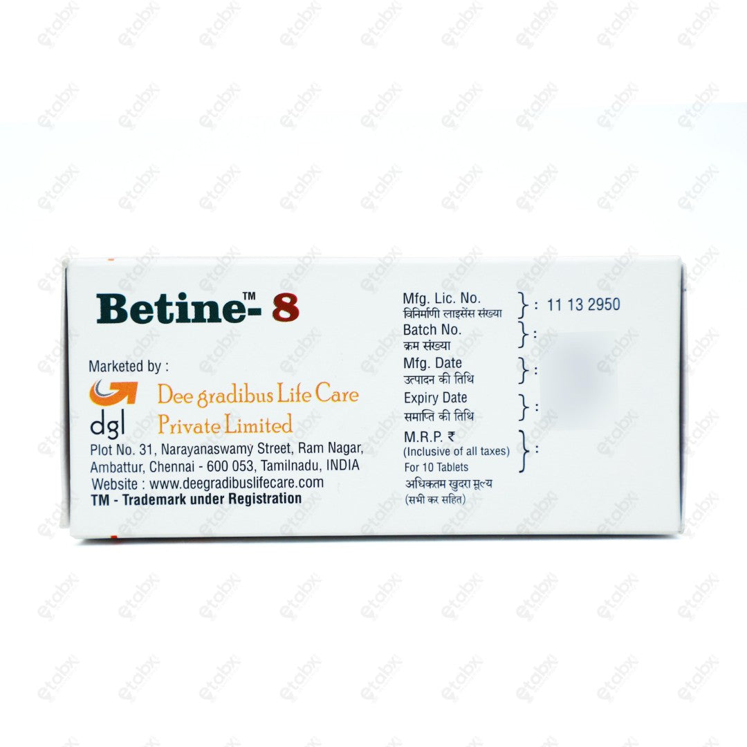 Betine 8mg Tablet 10's