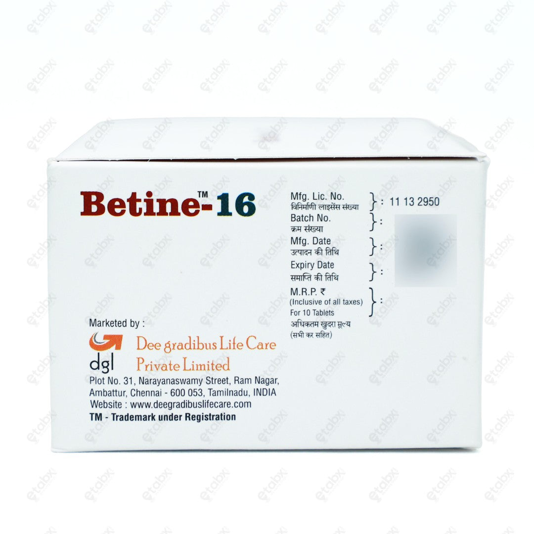 Betine 16mg Tablet 10's