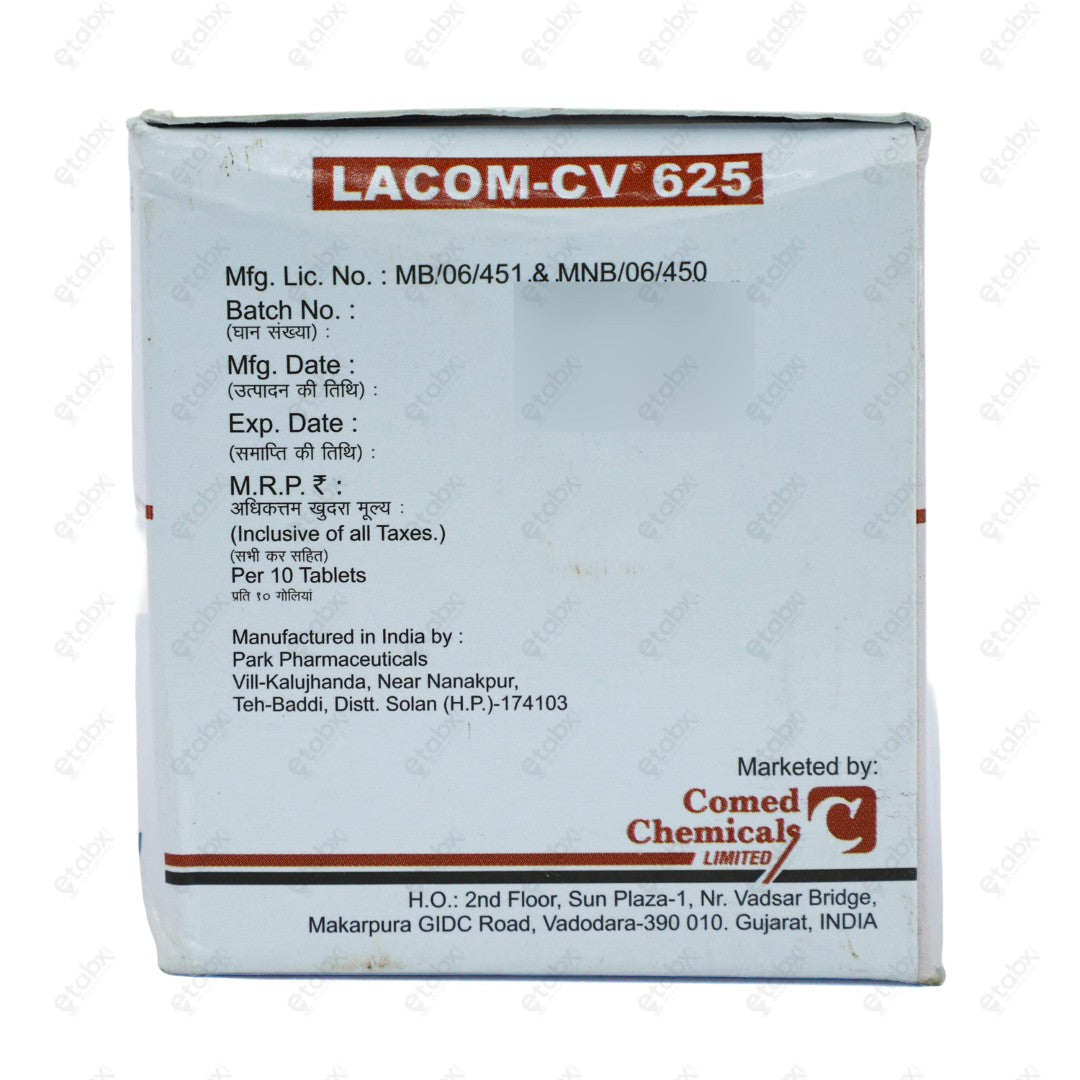 Lacom CV 625mg Tablet 10's