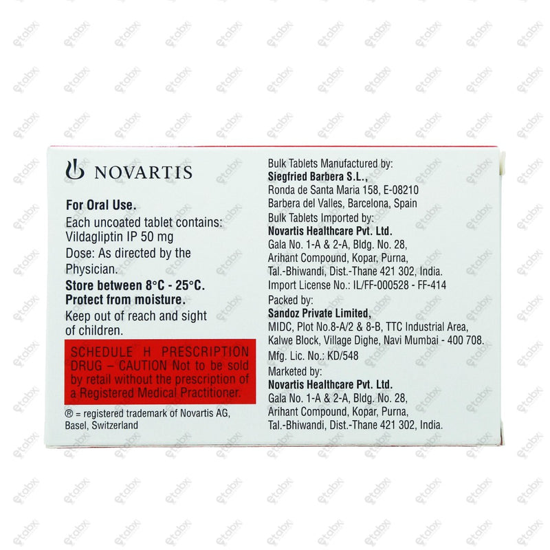 Galvus 50mg Tablet 2x15's