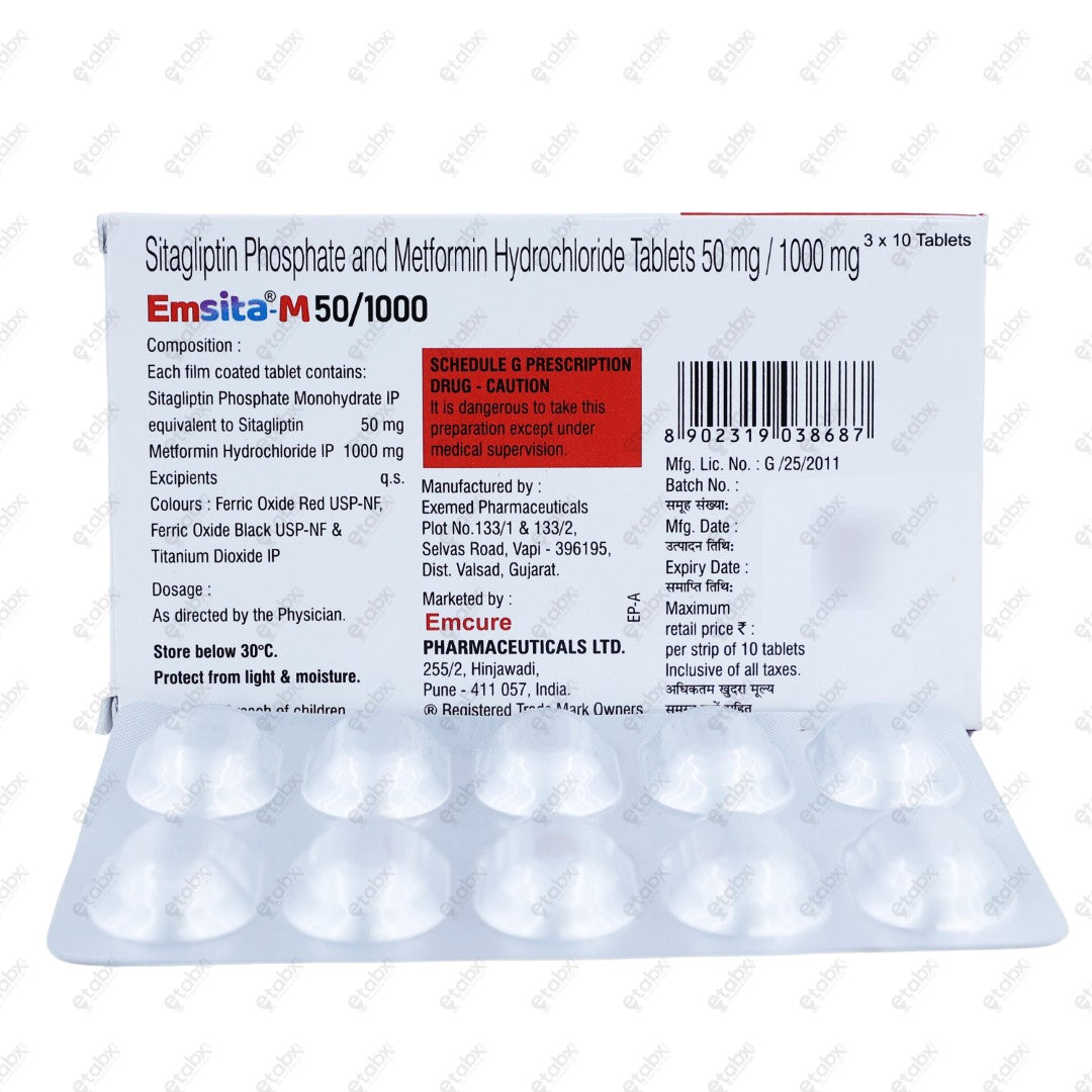 Emsita M 50/1000 Tablet 10's