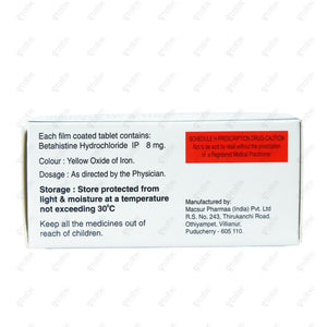 Bvert 8mg Tablet 10's