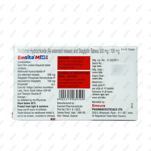Emsita M SR 100/500mg Tablet 10's