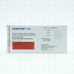 Sicriptin 1.25mg Tablet 10's
