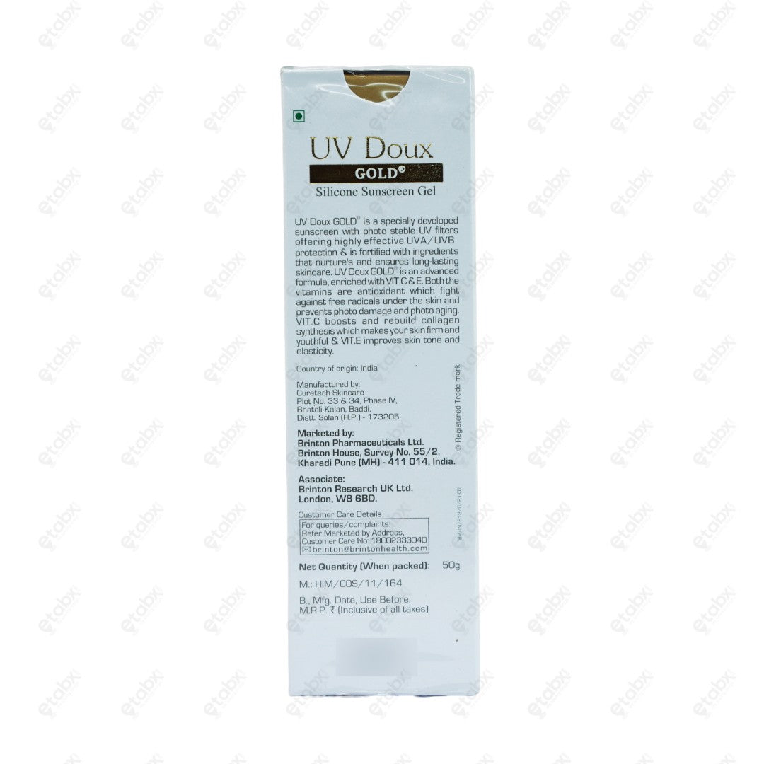 UV Doux Gold Silicone Sunscreen Gel SPF 50 PA+++ 50gm
