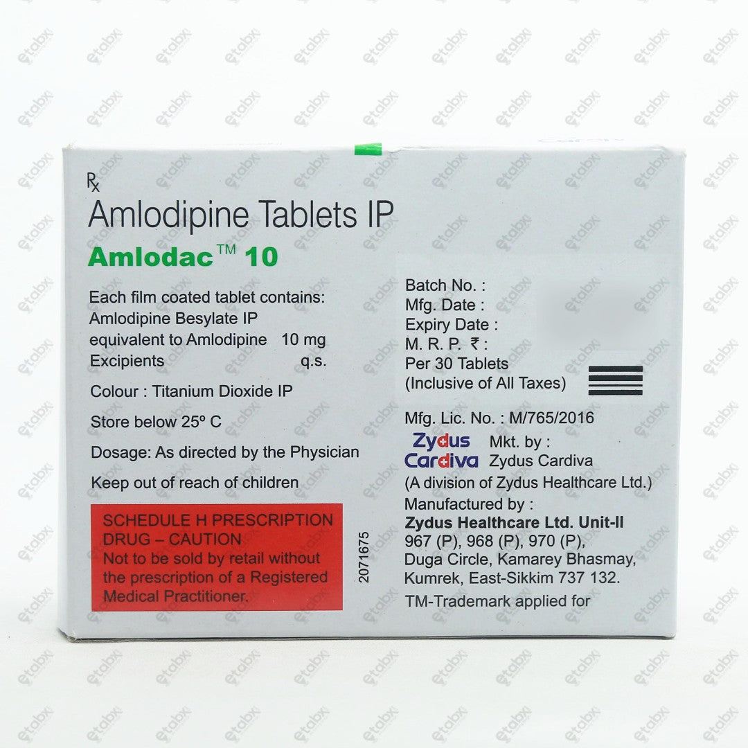 Amlodac 10mg Tablet 30's