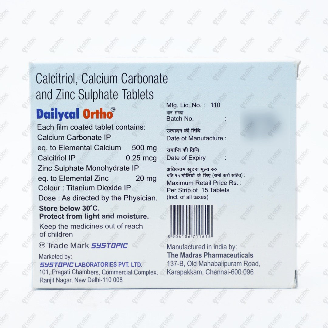 Dailycal Ortho Tablets 15's