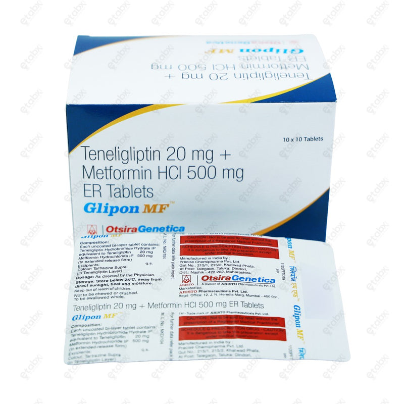 Glipon MF 20mg + 500mg Tablet 10's