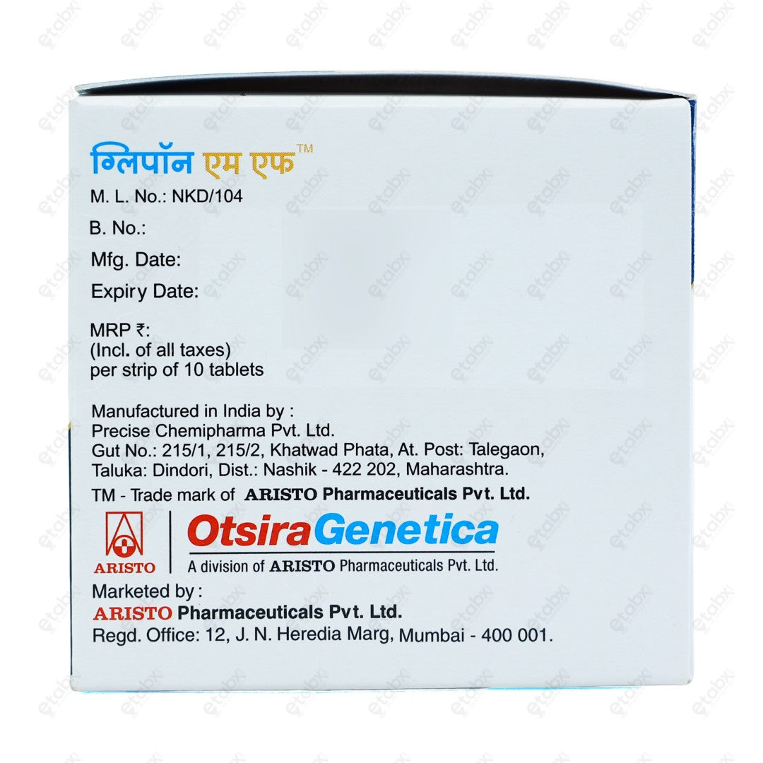 Glipon MF 20mg + 500mg Tablet 10's