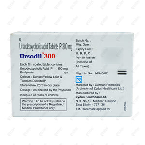 Ursodil 300mg Tablet 10's