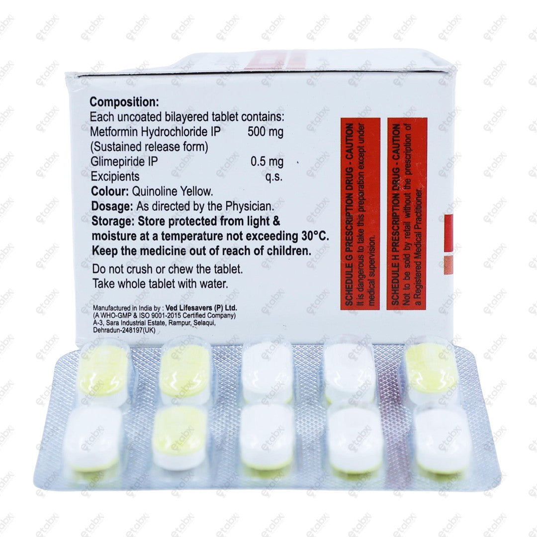 Glisimet M 0.5mg Tablets 10's