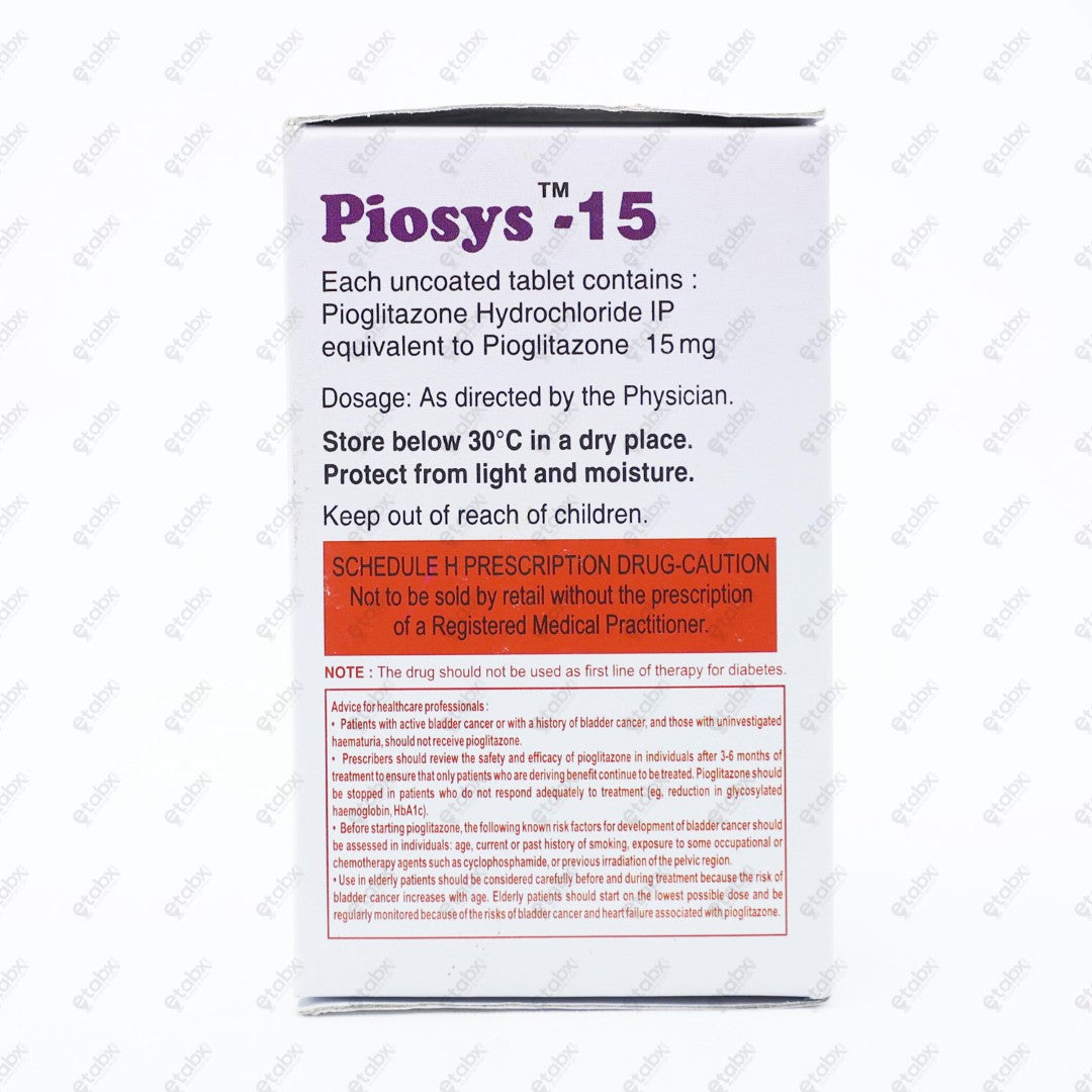 Piosys 15 Tablets 30's