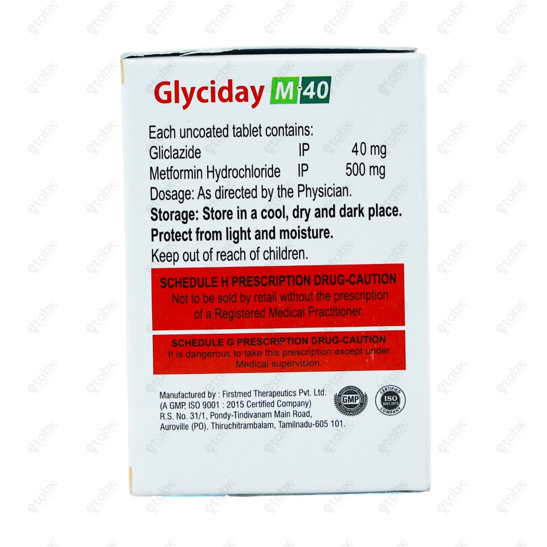 Glyciday M 40mg Tablet 10's