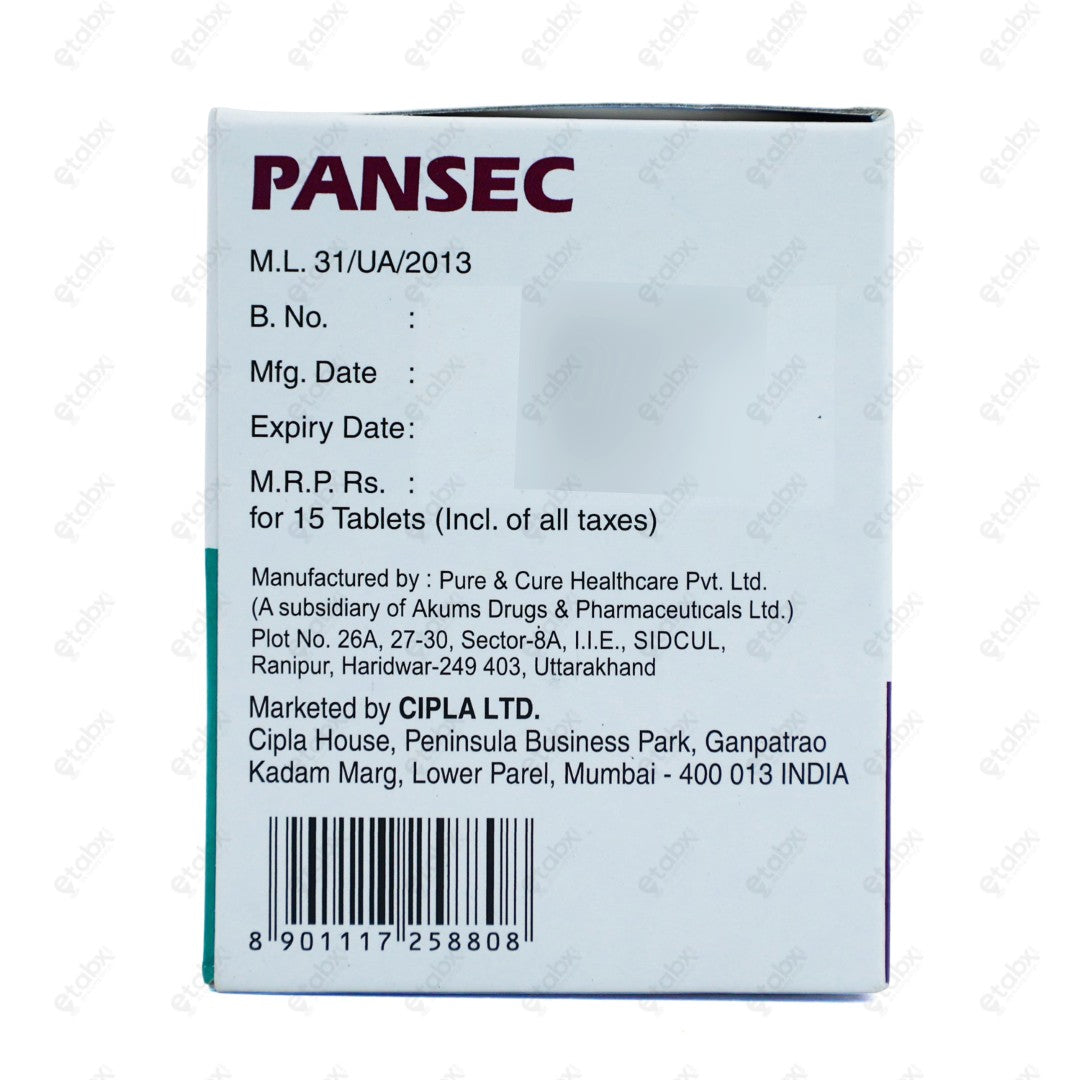 Pansec 40mg Tablet 15's