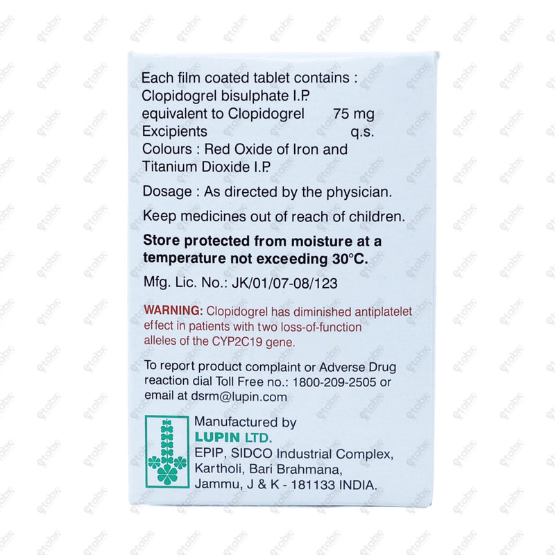 Clopitab 75mg Tablet 15's