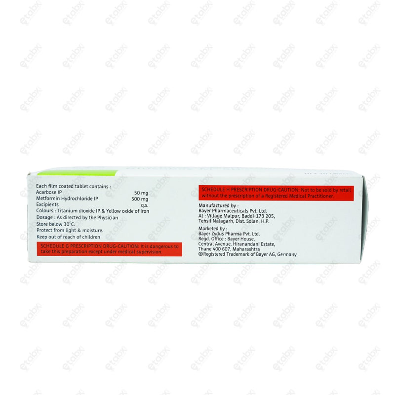 Glucobay M 50mg Tablet 10's
