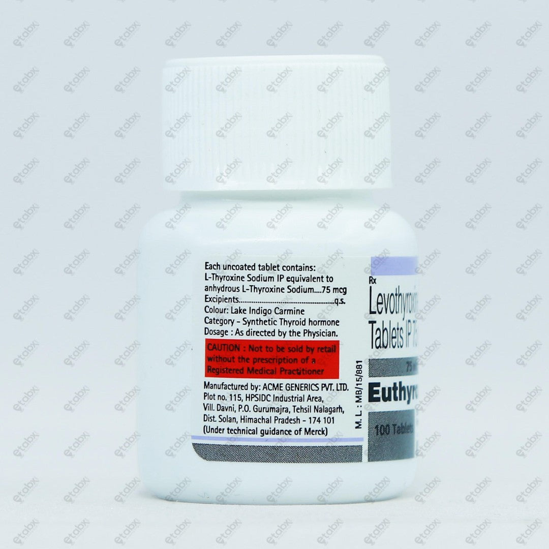 Euthyrox 75mcg Tablet 100's