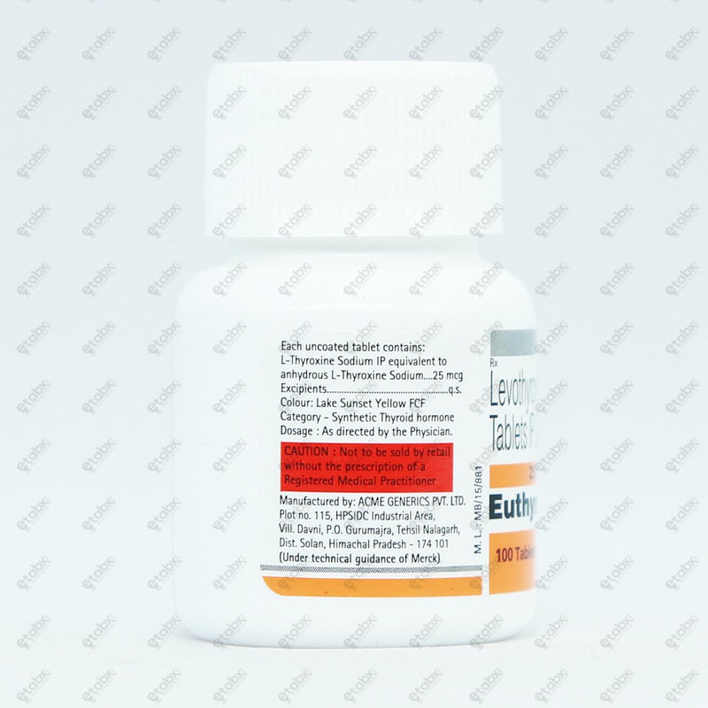 Euthyrox 25mcg Tablet 100's