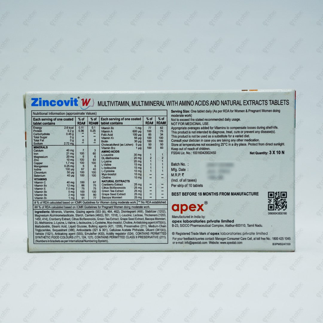 Zincovit-W Multivitamin Tablets 15's