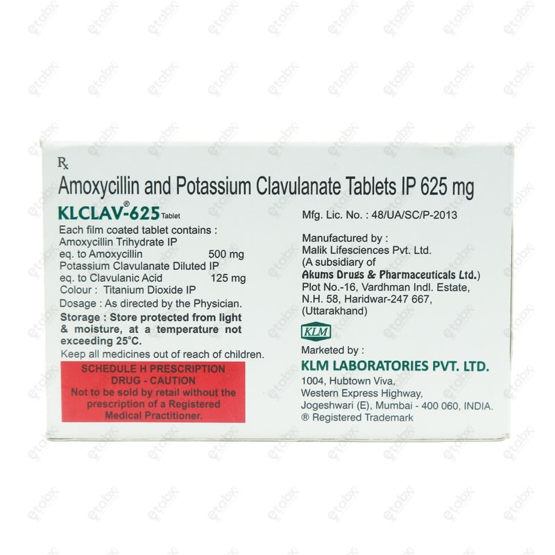 Klclav 625mg Tablets 10's