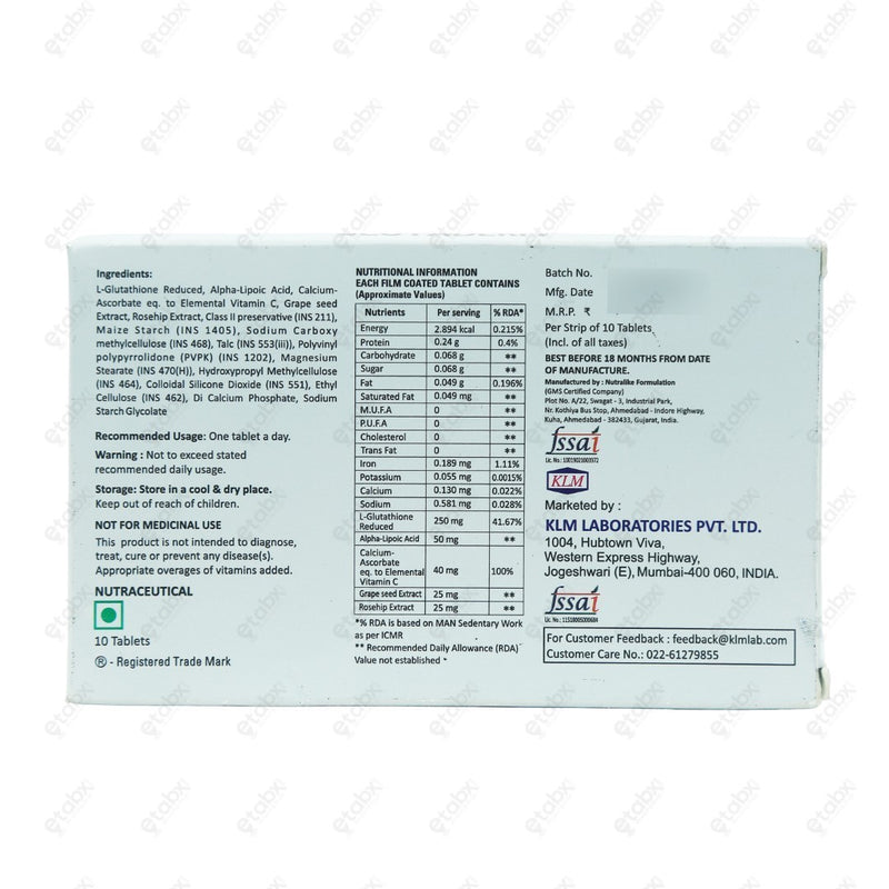 Glutaderm Tablets 10's