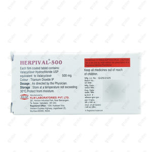 Herpival 500mg Tablet 3's