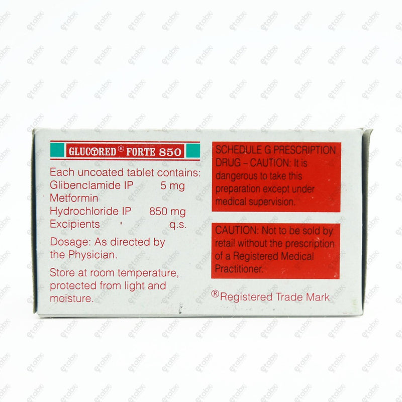 Glucored Forte 850mg Tablet 10's