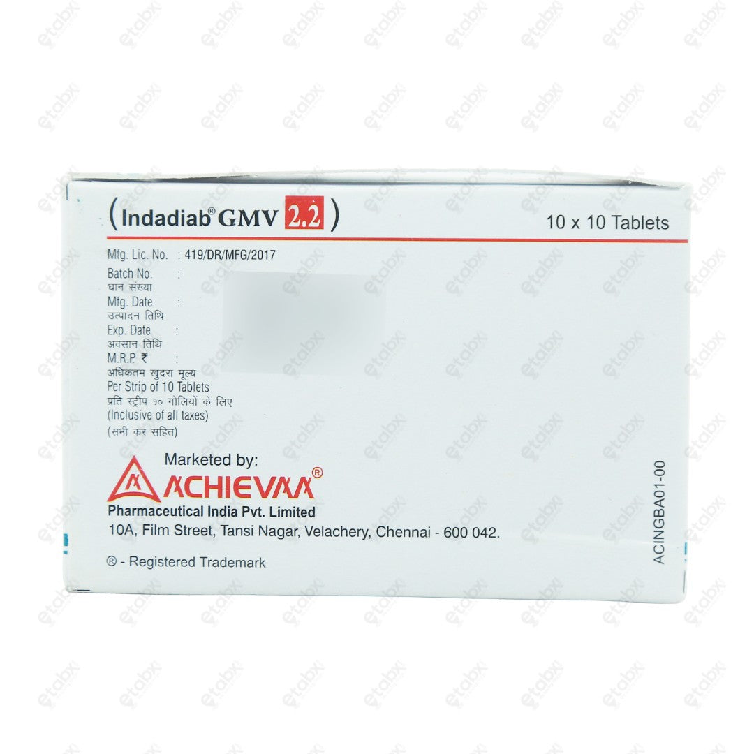 Indadiab GMV 2.2 10's Tablets