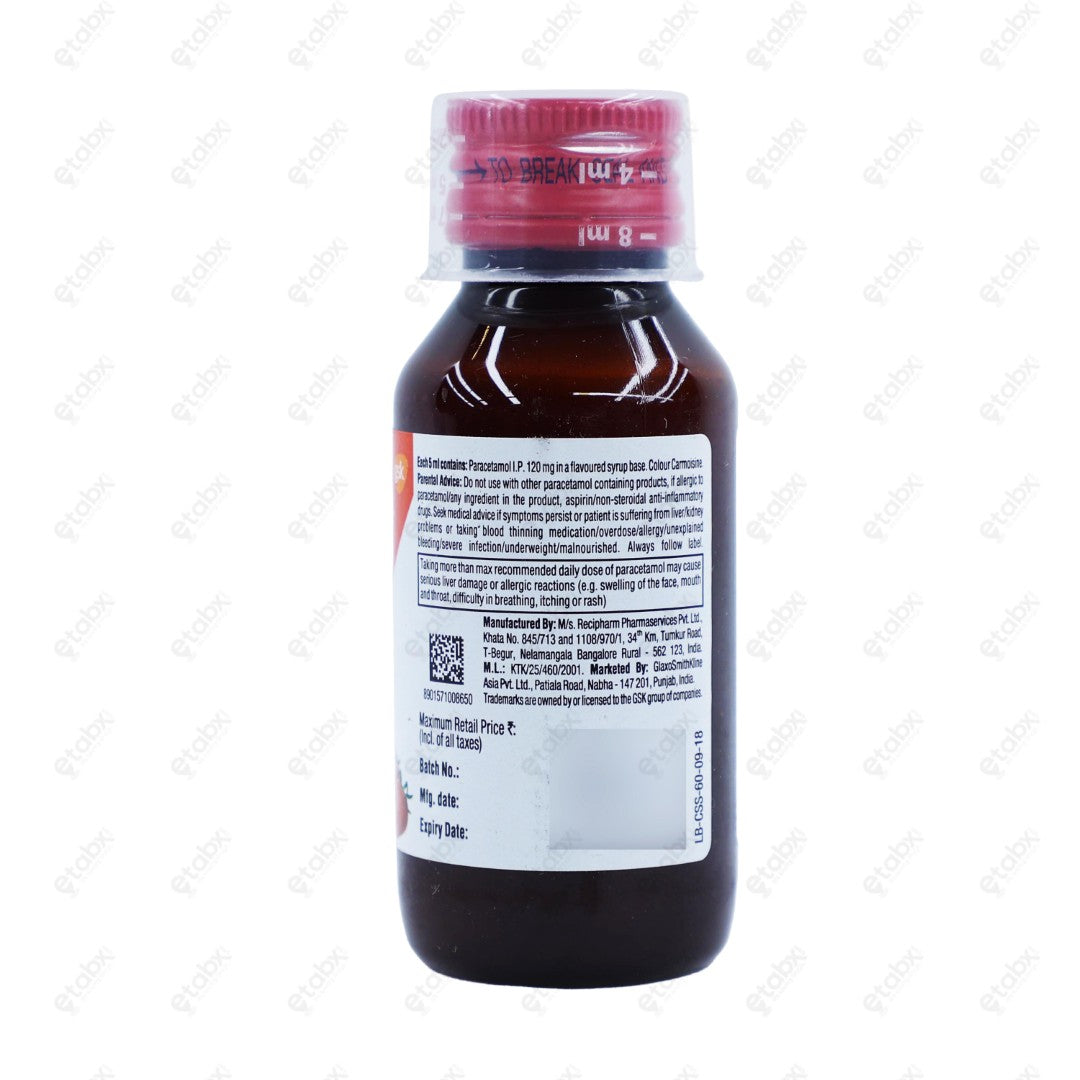 Crocin 120 Paed Strawberry Syrup 60ml