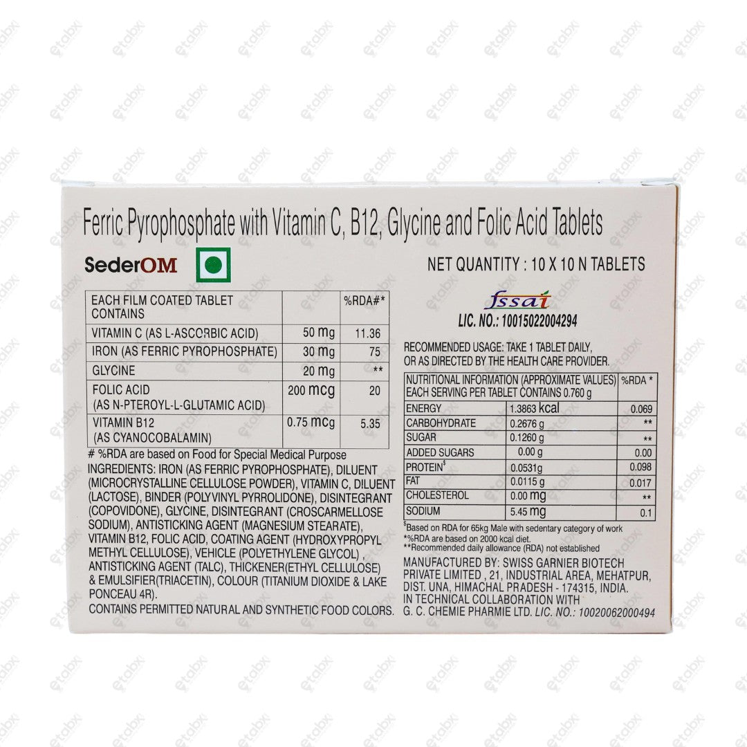 Sederom Tablet 10's