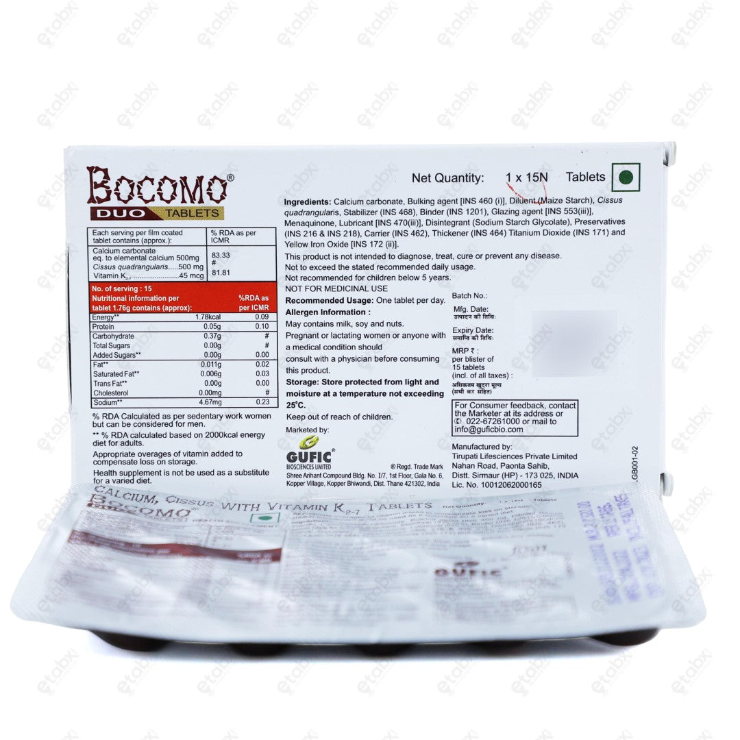 Bocomo Duo Tablets 15's Calcium & Bone Support India