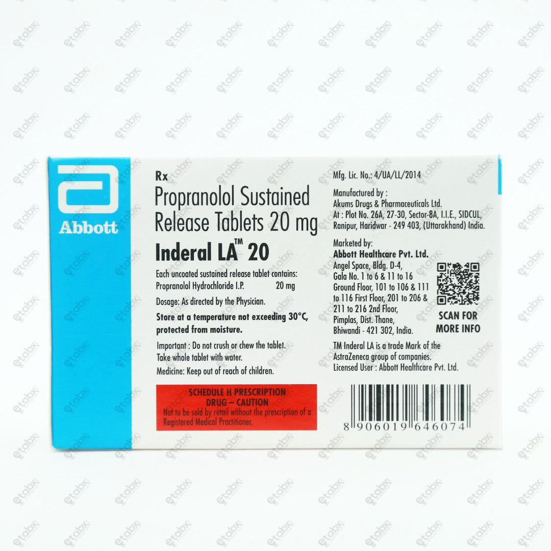 Inderal LA 20mg Tablet 15's