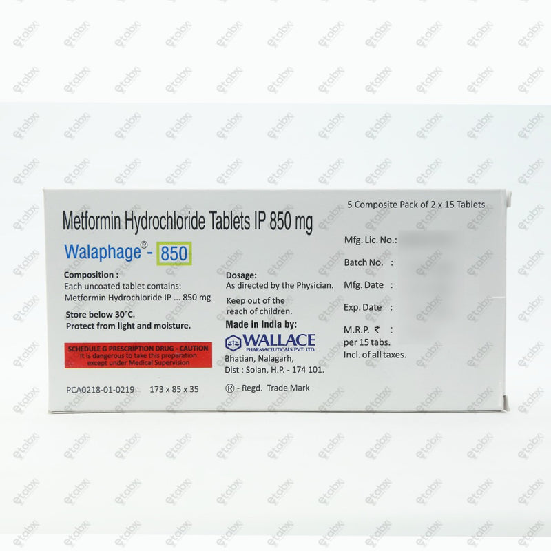 Walaphage 850mg Tablet 15's