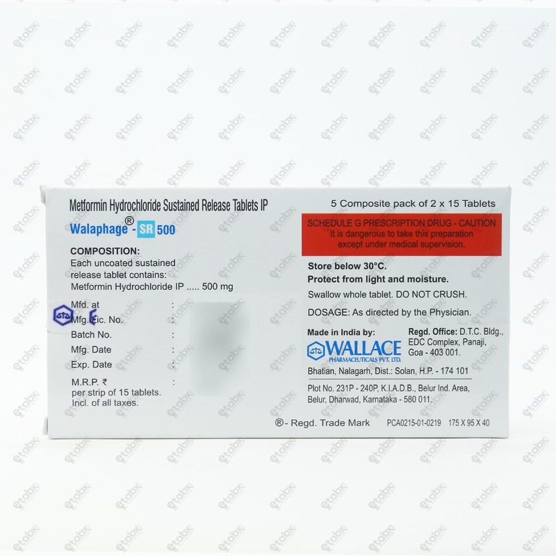 Walaphage SR 500mg Tablet 15's