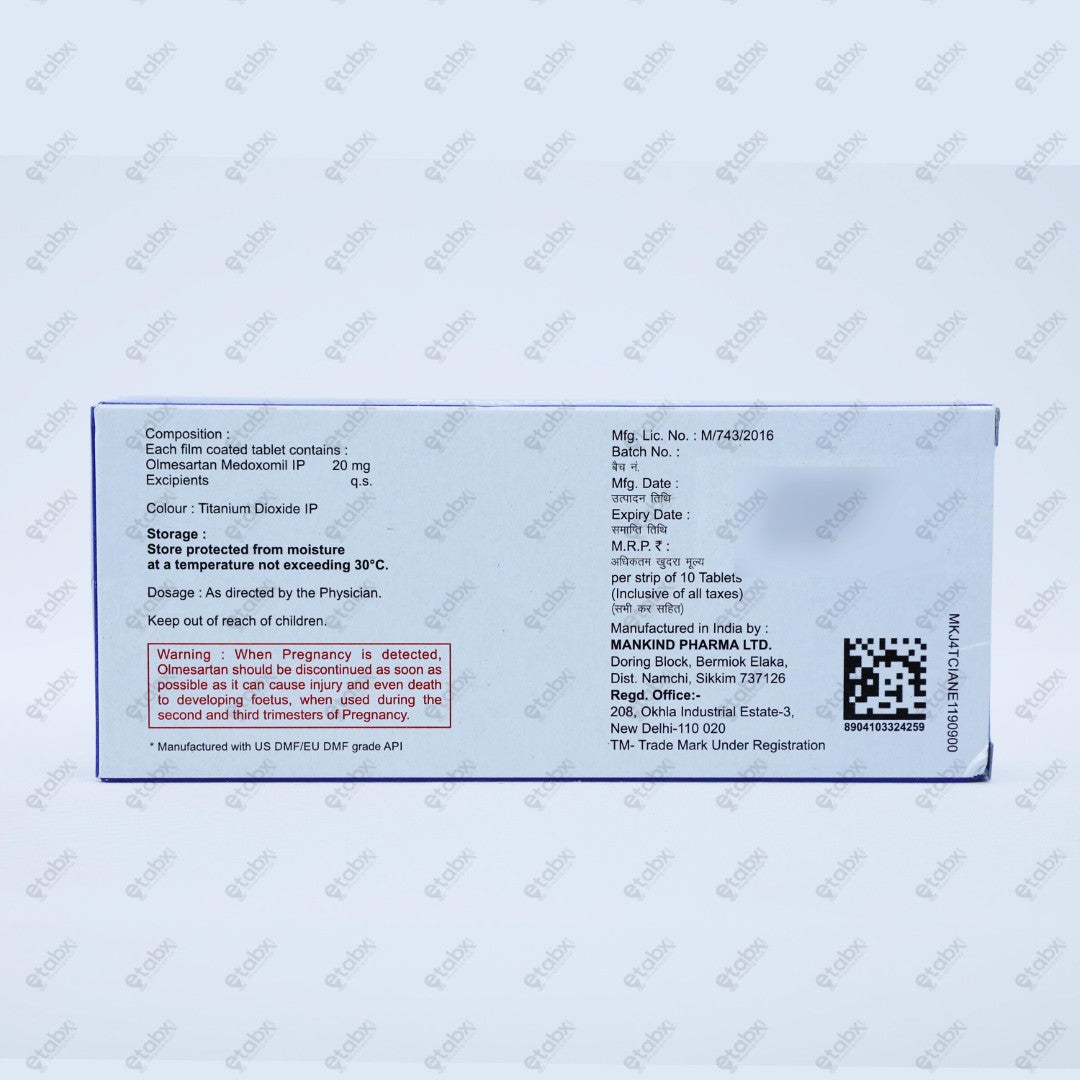 Olmetime 20mg Tablet 10's